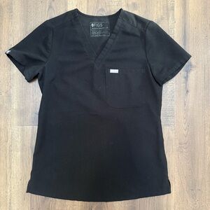 FIGS Black Catarina Scrub Top Short Sleeve size XS
